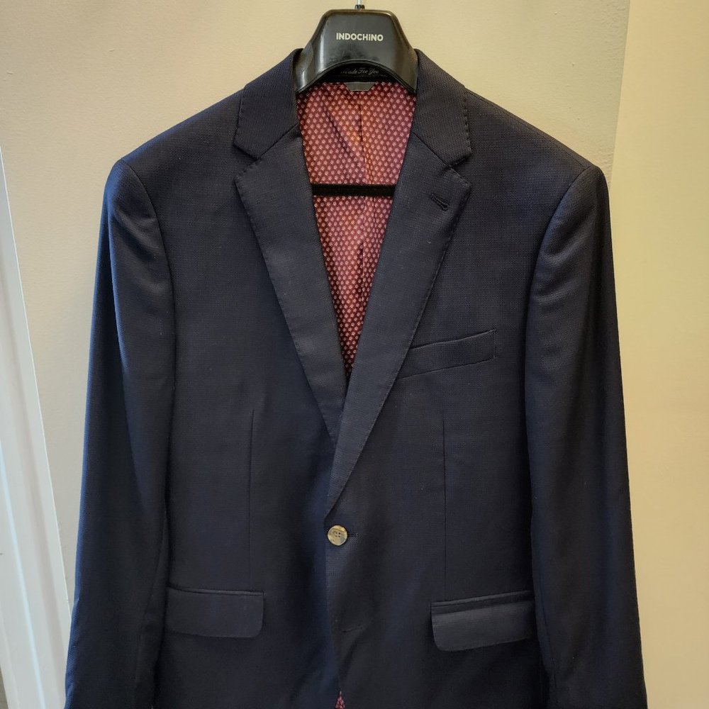 (Brand New !!) Navy Blue Hartwell Blazer, Custom Made, Silk Lining, Size: 40